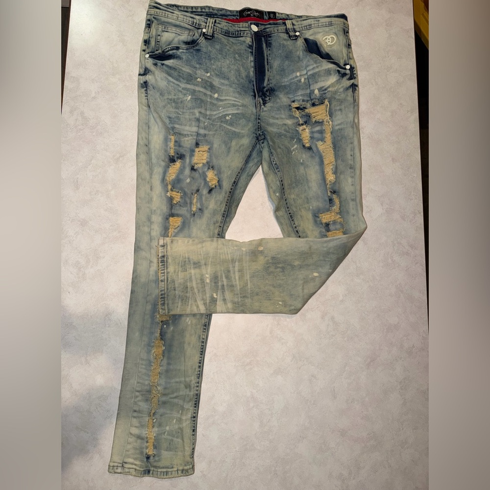 Frost Originals Men's Size 42x32 Distressed Grunge Urban Acid Wash Jeans EUC